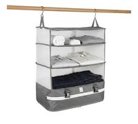 The HangerStore Hanging Travel Organiser Suitcase Organiser Travel Wardrobe | Pack Straignt into Suitcase (50cm+), No Need to Unpack, Just Hang Up. 3 Tiers and a Zipped Compartment