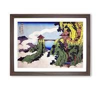 The Hanging Cloud Bridge By Katsushika Hokusai Asian Japanese Framed Print | A3 Walnut Framed Wall Art | Ready to Hang | Asian Cityscape Picture | Living Room Bedroom Lounge Office