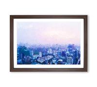 The Hanoi Skyline in Vietnam in Abstract Framed Print | A2 Walnut Framed Wall Art | Ready to Hang | Abstract Cityscape Picture | Living Room Bedroom Lounge Office