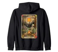 The Happy Camper Cute Skeleton Marshmallow Mystic Tarot Card Zip Hoodie