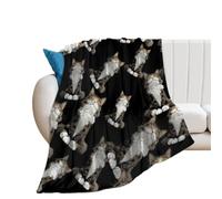 The Happy Long-haired Cat Sat Soft Flannel Blanket 250g