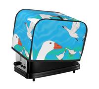 The happy white goose toaster cover is suitable for 2 small toaster covers with wide slots and comes with a storage pocket to meet diverse baking needs.