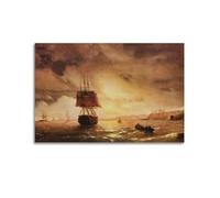 The Harbor At Odessa On The Black Sea Poster by Ivan Aivazovsky Picture Print Wall Art Painting Canvas Artworks Gift Idea Room Aesthetic 12x18inch(30x45cm)