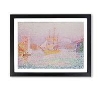 The Harbour At Marseilles By Paul Signac Classic Painting Framed Wall Art Print, Ready to Hang Picture for Living Room Bedroom Home Office Décor, Black A4 (34 x 25 cm)