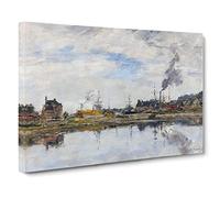 The Harbour By Eugene Boudin Classic Painting Canvas Wall Art Print Ready to Hang, Framed Picture for Living Room Bedroom Home Office Décor, 24x16 Inch (60x40 cm)