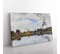 The Harbour By Eugene Boudin Classic Painting Canvas Wall Art Print Ready to Hang, Framed Picture for Living Room Bedroom Home Office Décor, 76x50 cm (30x20 Inch)