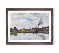 The Harbour By Eugene Boudin Classic Painting Framed Wall Art Print, Ready to Hang Picture for Living Room Bedroom Home Office Décor, Walnut A2 (64 x 46 cm)