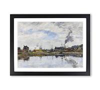 The Harbour By Eugene Boudin Classic Painting Framed Wall Art Print, Ready to Hang Picture for Living Room Bedroom Home Office Décor, Black A4 (34 x 25 cm)