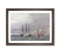 The Harbour Of Copenhagen By Christoffer Wilhelm Eckersberg Classic Painting Framed Wall Art Print, Ready to Hang Picture for Living Room Bedroom Home Office Décor, Walnut A3 (46 x 34 cm)