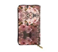 The hard-working bee. Printed leather wallet, 7.5 x 4.1-inch long credit card holder, portable travel cash wallet