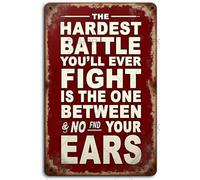 The Hardest Battle You Will Ever Fight is Between Who You are Now and Who You Want to Be Aluminum Vintage Metal Sign Art Iron Painting for Indoor Outdoor Decor Room 12X8 Inch