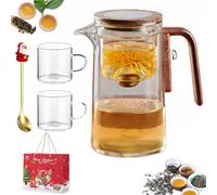 The Harmony Pot, Enchanti Tea Pot, Magnetic Teapot, Enchantipot Magic Tea Pot with Infuser, Water Separation Glass Teapot with Strainer and Wooden Handle (800ML)