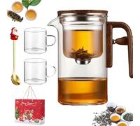 The Harmony Pot, Enchanti Tea Pot, Magnetic Teapot, Enchantipot Magic Tea Pot with Infuser, Water Separation Glass Teapot with Strainer and Wooden Handle (600ML)