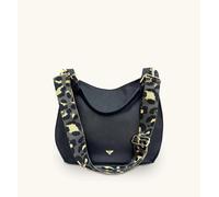 The Harriet Black Leather Bag With Grey Leopard Strap Apatchy London Black One Size