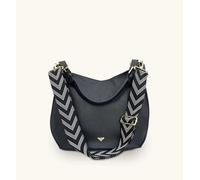 The Harriet Black Leather Bag With Navy Leopard Strap Apatchy London Black One Size