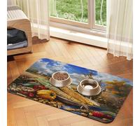 The Harvest Fruit Pet Food Mat 17.2x11.81in Absorbent Non-Slip PU Leather Feeding Mat for Dogs Cats Rubber Bottom Fast Drying Rollable Pet Bowl Placemat