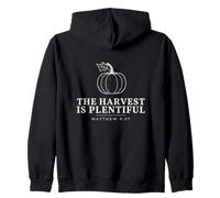 The Harvest Is Plentiful Matthew 9:37 Pumpkin Line Art Zip Hoodie