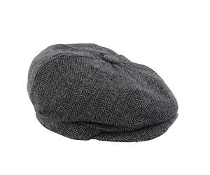 The Hat Company Children's Herringbone Bakerboy Cap Black/Grey 54cm