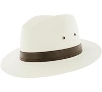 The Hat Company Mens Cotton Fedora, Large 59cm, Beige