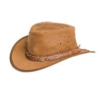 The Hat Company Oil Skin Wax Cotton Fedora with Braided Leather Trim (UK, Numeric, 7 1/4, Tan)