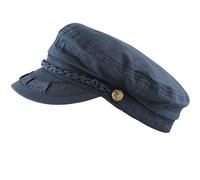 The Hat Depot Unisex Cotton Yachting Style Sailing Greek Fisherman Cap hat, Navy, S-M