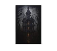 The Haunted House Of Haunted Victorian Mansion Dark Academia Halloween Wall Art Paintings Canvas Prints Poster Artwork for Living Room Bedroom Bathroom Office Home Decor 12x18inch(30x45cm)
