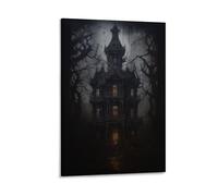 The Haunted House Of Haunted Victorian Mansion Dark Academia Halloween Wall Art Paintings Canvas Prints Poster Artwork for Living Room Bedroom Bathroom Office Home Decor 12x18inch(30x45cm)