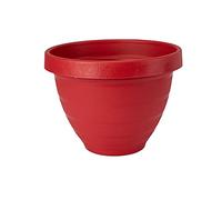 The HC Companies 8 Inch Rings Planter with Self Watering Disk - Lightweight Indoor Outdoor Plastic Plant Pot for Herbs and Flowers, Warm Red