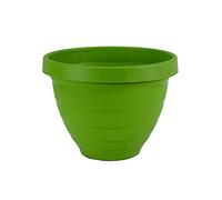 The HC Companies 8 Inch Rings Planter with Self Watering Disk - Lightweight Indoor Outdoor Plastic Plant Pot for Herbs and Flowers, Green