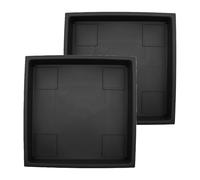 The HC Companies Accent Square Plant Saucer - Durable Plastic Trays For Plants - Stylish Square Tray For Water Drainage - UV Resistant Planter Saucer For Indoor And Outdoor Use (11”, Black, Pack of 2)