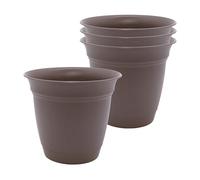 The HC Companies Eclipse Round Planter Pot, 6 Inch, Cappuccino, 4-Pack