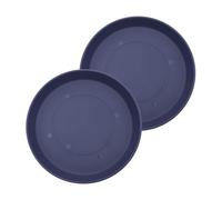 The HC Companies Round Prima Flower Pot Saucers - Plastic Plant Saucer for Outdoors & Indoors - Traditional Plant Pot Trays for Water Drainage -Durable Plant Tray (14-inch Twilight Blue, Pack of 2)