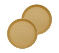 The HC Companies Round Prima Flower Pot Saucers - Plastic Plant Saucer for Outdoors & Indoors - Traditional Plant Pot Trays for Water Drainage -Durable Plant Tray (14-inch Honey, Pack of 2)