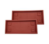 The HC Companies Venetian Rectangular Plant Tray - Lightweight Plastic Plant Saucer - Plant Drip Trays for Drainage -UV Resistant Pot Saucer for Indoor & Outdoor Use (23.5" Clay, Pack of 2)