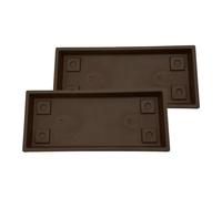 The HC Companies Venetian Rectangular Plant Tray - Lightweight Plastic Plant Saucer - Plant Drip Trays for Drainage -UV Resistant Pot Saucer for Indoor & Outdoor Use (17.5" Chocolate, Pack of 2)