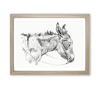 The Head Of A Donkey By Jean Bernard Vintage Framed Print | A4 Oak Framed Wall Art | Ready to Hang | Classic Animal Picture | Living Room Bedroom Lounge Office
