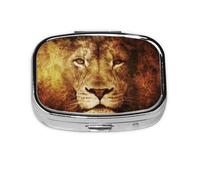 The Head of Cool Lion,Meta Pill Box 2 Compartment Medicine Case,Portable Organizer