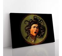 The Head Of Medusa By Caravaggio Classic Painting Canvas Wall Art Print Ready to Hang, Framed Picture for Living Room Bedroom Home Office Décor, 76x50 cm (30x20 Inch)