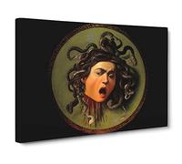 The Head Of Medusa By Caravaggio Classic Painting Canvas Wall Art Print Ready to Hang, Framed Picture for Living Room Bedroom Home Office Décor, 30x20 Inch (76x50 cm)