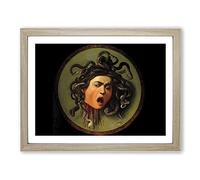 The Head Of Medusa By Caravaggio Classic Painting Framed Wall Art Print, Ready to Hang Picture for Living Room Bedroom Home Office Décor, Oak A3 (46 x 34 cm)