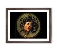 The Head Of Medusa By Caravaggio Classic Painting Framed Wall Art Print, Ready to Hang Picture for Living Room Bedroom Home Office Décor, Walnut A3 (46 x 34 cm)