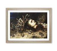 The Head Of Medusa By Peter Paul Rubens Classic Painting Framed Wall Art Print, Ready to Hang Picture for Living Room Bedroom Home Office Décor, Oak A2 (64 x 46 cm)