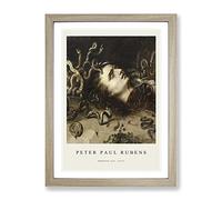 The Head Of Medusa By Peter Paul Rubens Exhibition Museum Painting Framed Wall Art Print, Ready to Hang Picture for Living Room Bedroom Home Office Décor, Oak A2 (64 x 46 cm)
