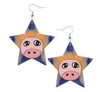 The head of the bull devil Prints Leather star earrings Pendant Stylish and light Lightweight Dangle for Women Girls, One Size, Leather, No Gemstone