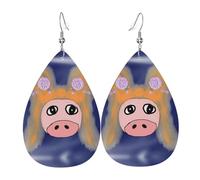 The head of the bull devil Prints Leather Teardrop earrings Pendant Stylish and light Lightweight Dangle for Women Girls, One Size, Leather, No Gemstone