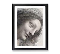 The Head Of The Virgin By Leonardo Da Vinci Classic Painting Framed Print | A2 Black Framed Wall Art | Ready to Hang | Classic Historical Picture | Living Room Bedroom Lounge Office