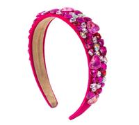 The Headband Is Wide-Brimmed And Colorful, With A Full Diamond Head Hoop Hair Ornament, Rose Red