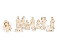 The Healing Corner Christmas Nativity Set Holy Family White Nativity 11 Figures 6" Resin