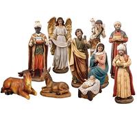 The Healing Corner Christmas Nativity Set Traditional Xmas Scene 11 figures 8" Multicolour Christmas Ornament Made in Italy
