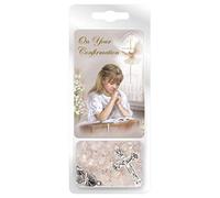 The Healing Corner Confirmation Rosary & Prayer Card Set White Crystal Rosary Beads Confirmation Gifts Girls